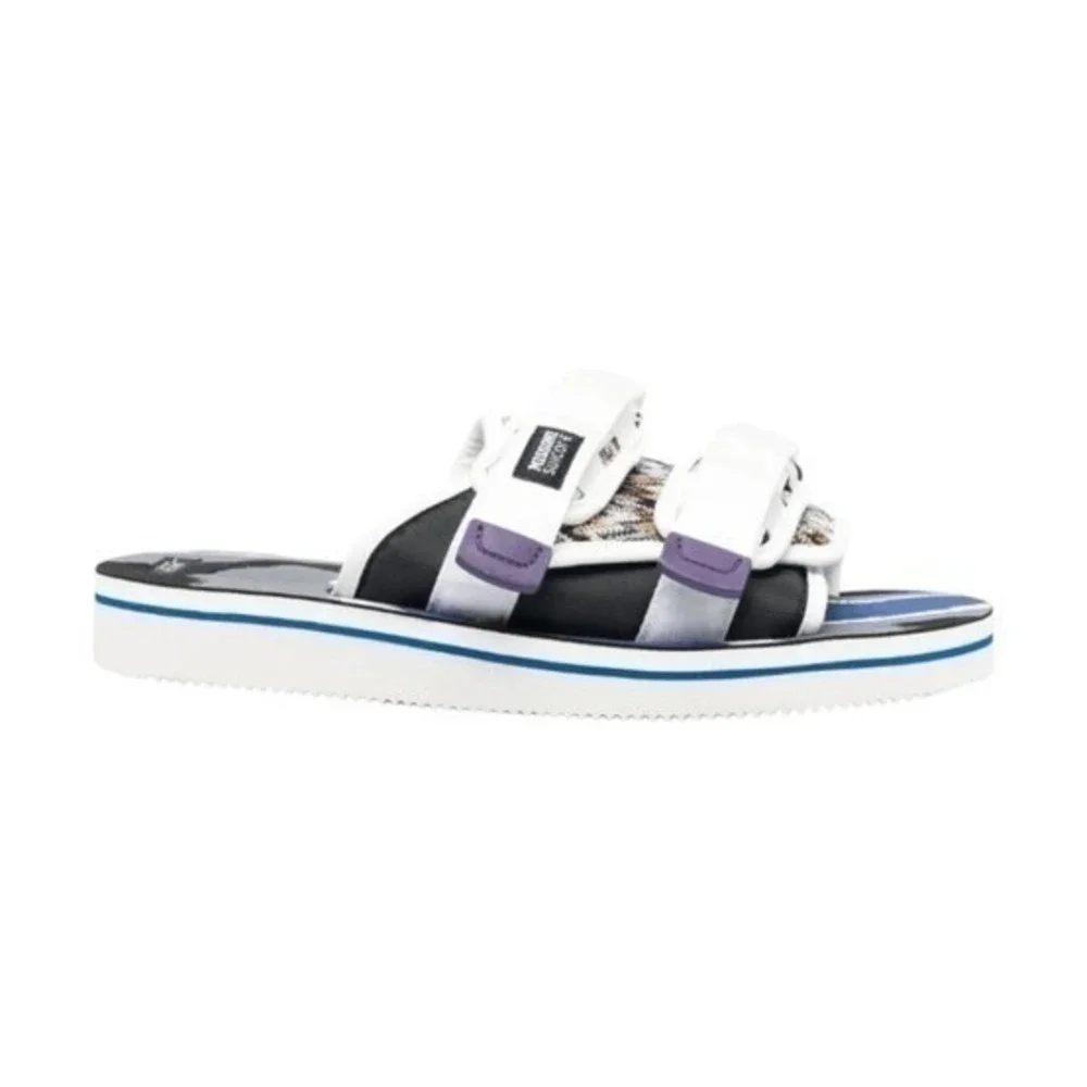 Missoni X Suicoke Collab Moto Slide Sandals White Zig Zag Pattern Slip-On 16